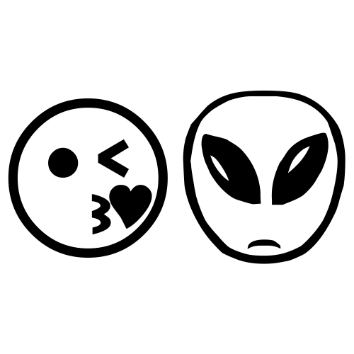 😘👽 Emoji Domain black and white Symbola rendering